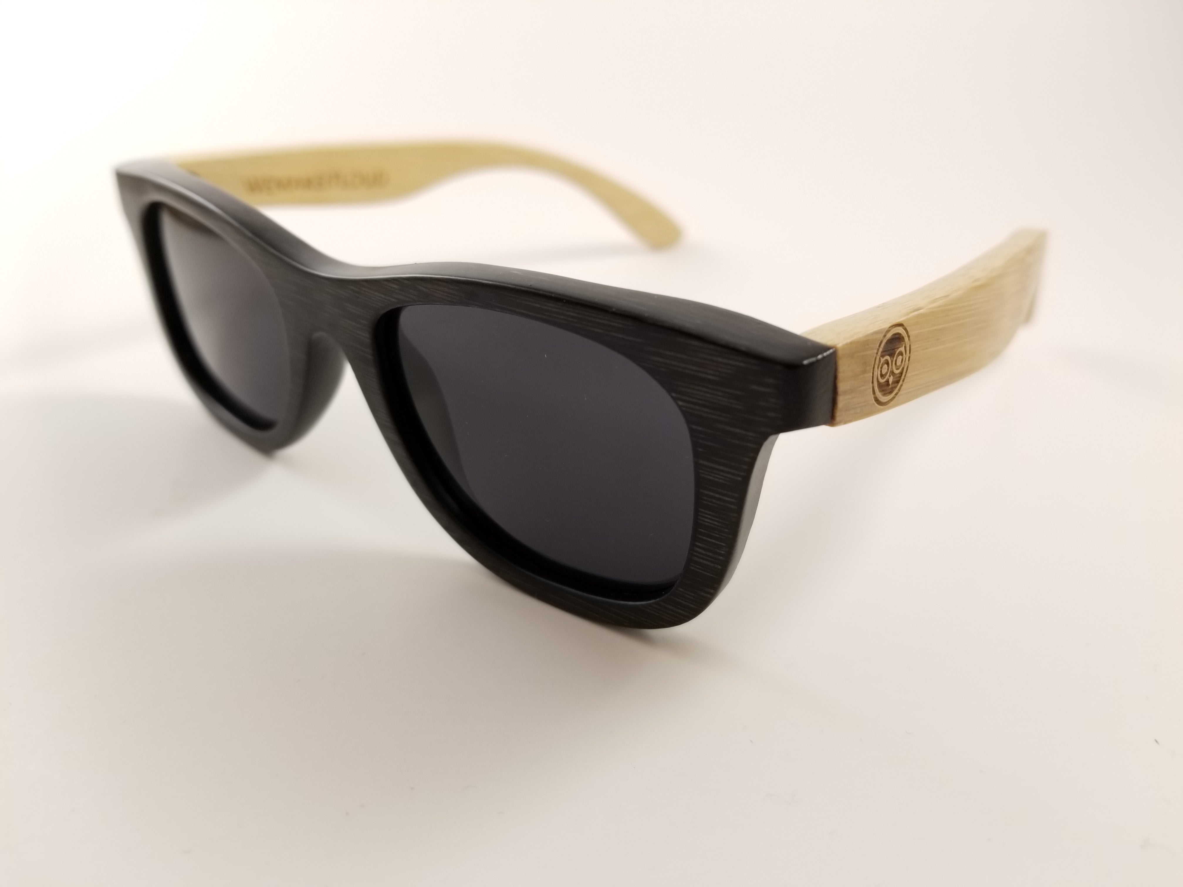 Kids Bamboo Wayfarer Sunglasses with a Polarized Black Lens