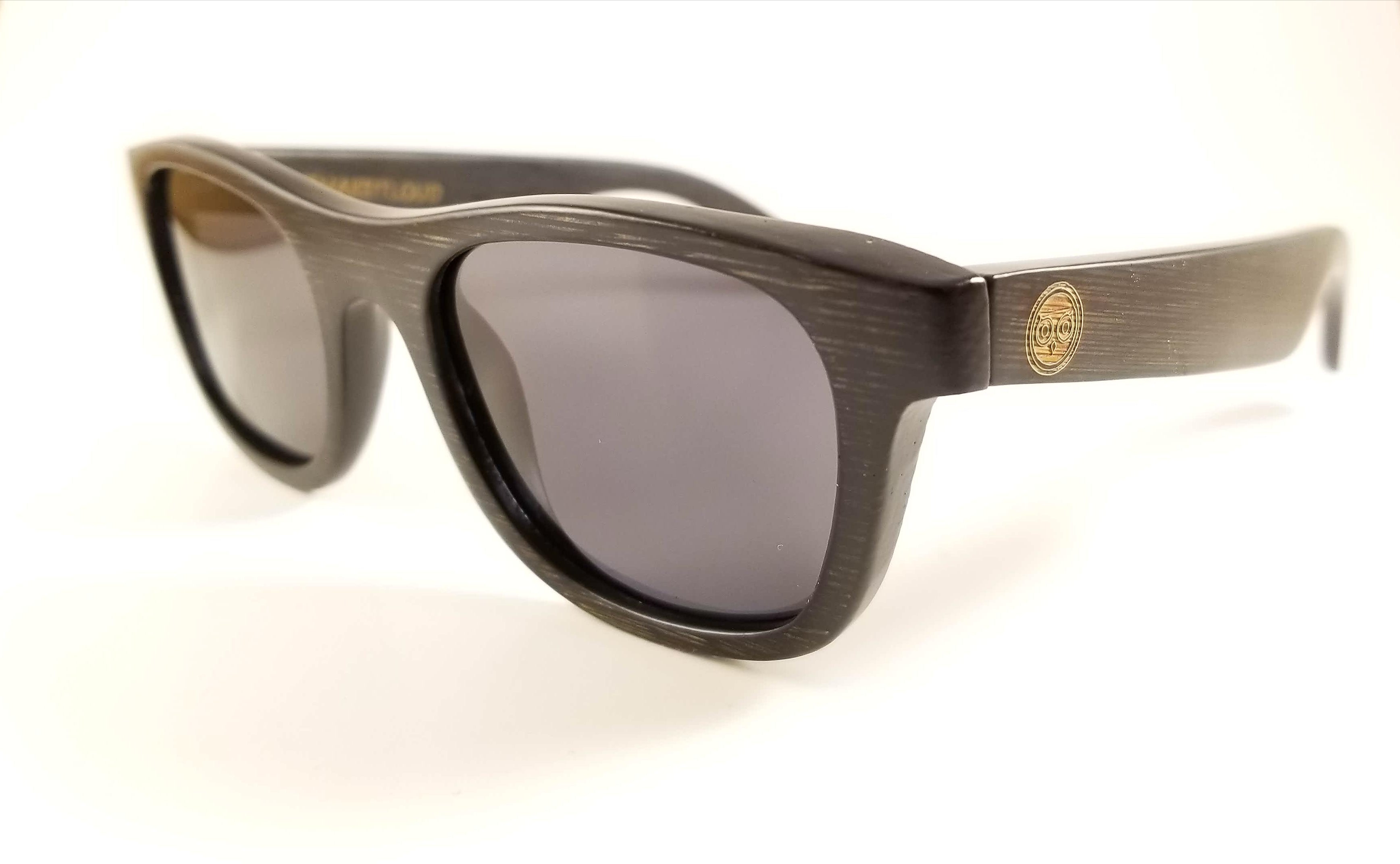 Black Bamboo Wayfarer Sunglasses with a Black Polarized Lens.